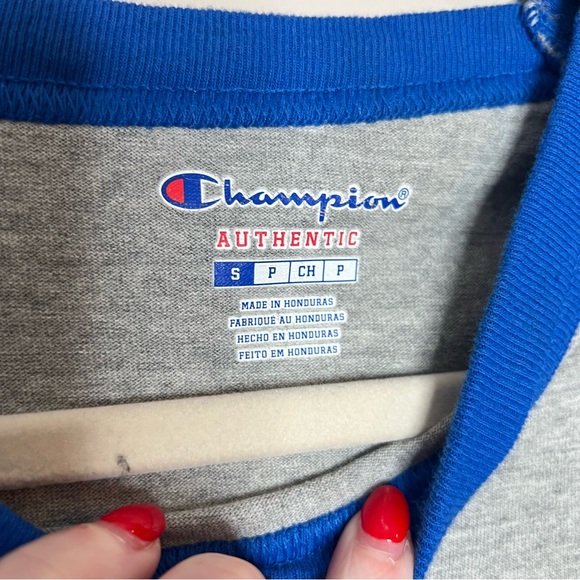 Champion Men's Raglan Baseball T Shirt 3/4 Sleeve Logo Patch Casual Athletic S - Picture 6 of 9